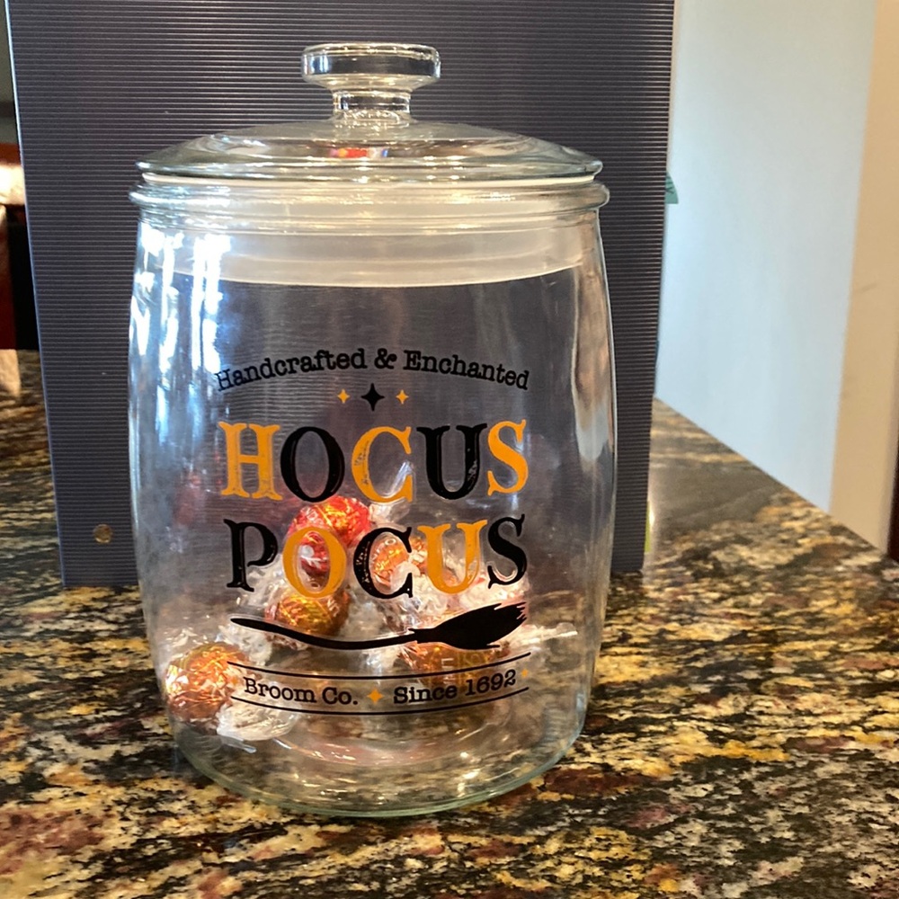 Hocus Pocus Glass Candy Jar, NWOT